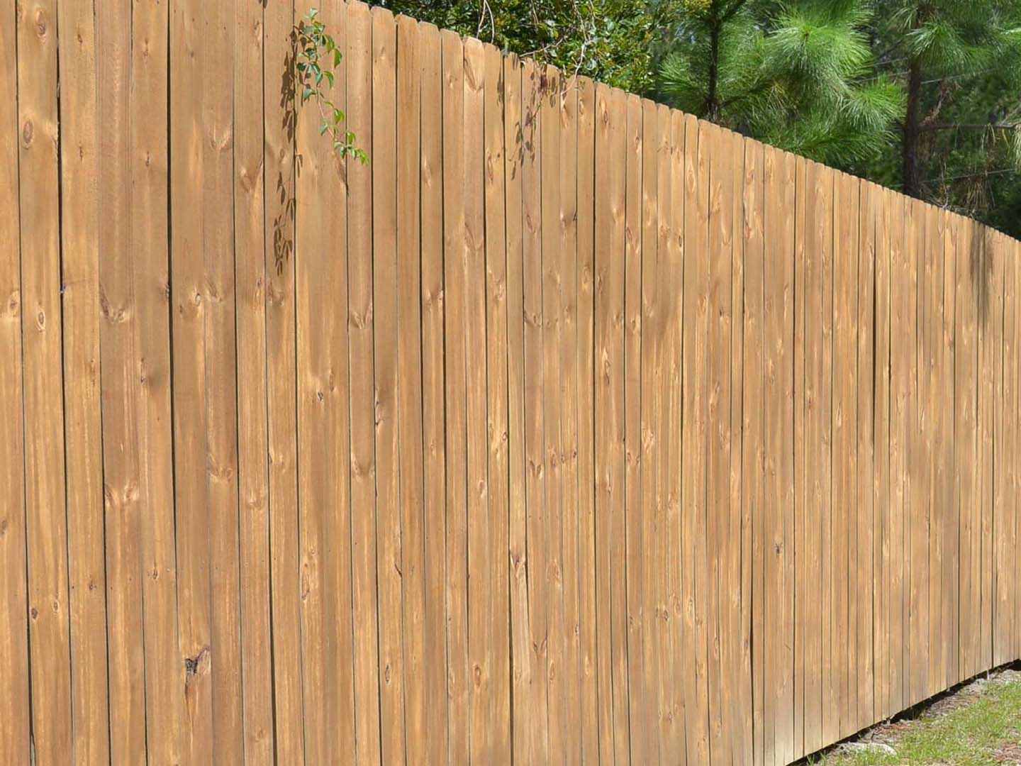 Pre-Stained Commercial Wood Stockade Fence Installation Service in Savannah, Georgia